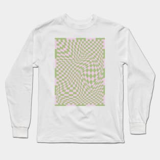 Checkerboard Pattern - Green Pink Long Sleeve T-Shirt